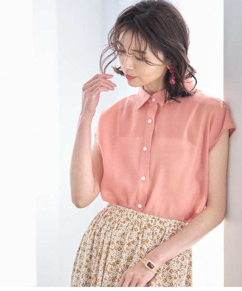 &. NOSTALGIA(アンドドットノスタルジア)の「シアーフレンチスリーブシャツ(Tシャツ/カットソー・レディース・ホワイト/オレンジ/グリーン・FREE)」の11枚目の写真