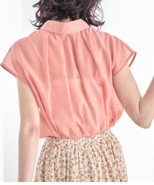 &. NOSTALGIA(アンドドットノスタルジア)の「シアーフレンチスリーブシャツ(Tシャツ/カットソー・レディース・ホワイト/オレンジ/グリーン・FREE)」の15枚目の写真
