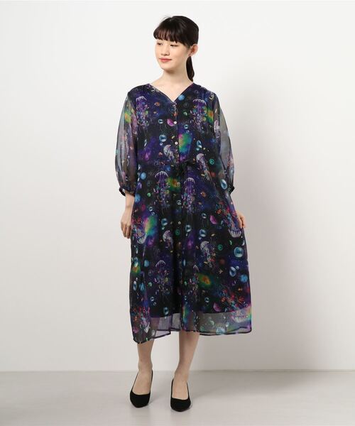 ScoLar（スカラー）の「クラゲ柄前開きワンピース（ワンピース）」 - WEAR