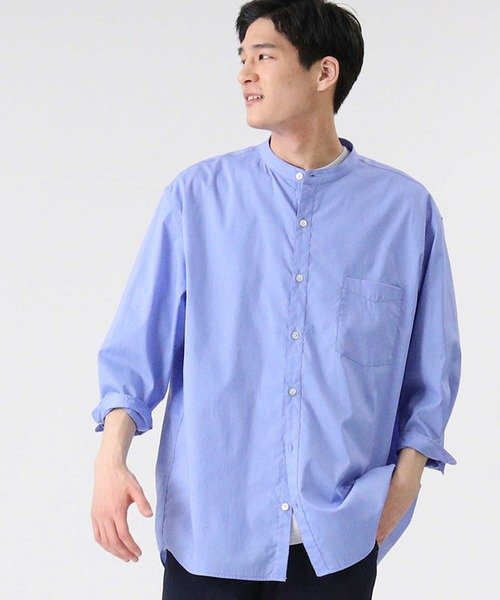 BACK NUMBER（バックナンバー）の「【BACK NUMBER】DRY7分袖バンドカラーシャツ（シャツ/ブラウス・メンズ・ホワイト/サックスブルー/ネイビー・S/M/XL/L）」の3枚目の写真