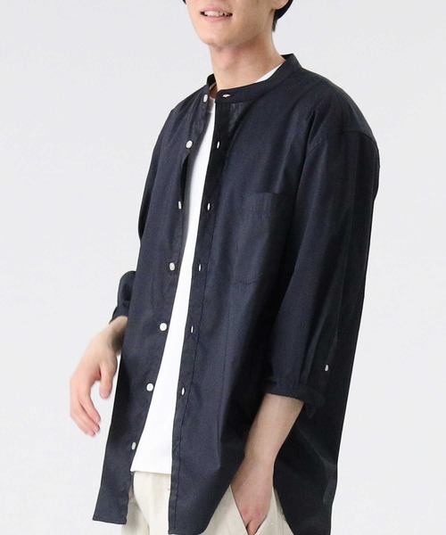 BACK NUMBER（バックナンバー）の「【BACK NUMBER】DRY7分袖バンドカラーシャツ（シャツ/ブラウス・メンズ・ホワイト/サックスブルー/ネイビー・S/M/XL/L）」の18枚目の写真