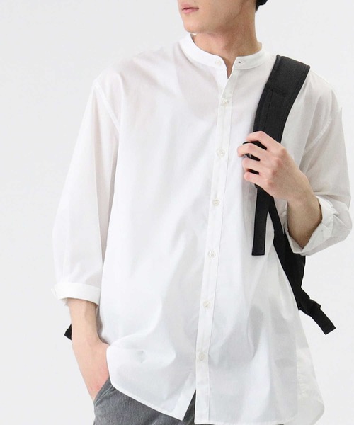 BACK NUMBER（バックナンバー）の「【BACK NUMBER】DRY7分袖バンドカラーシャツ（シャツ/ブラウス・メンズ・ホワイト/サックスブルー/ネイビー・S/M/XL/L）」の11枚目の写真