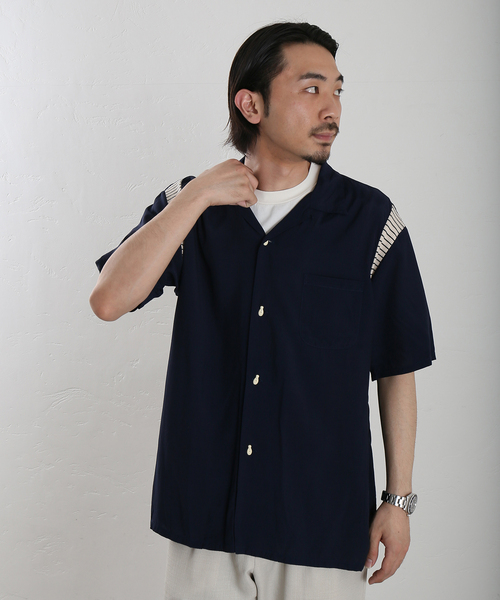 STYLE EYES（スタイルアイズ）の「【STYLE EYES×JOURNAL STANDARD/スタイルアイズ】別注 WITH RIBS SHIRT（シャツ/ブラウス・メンズ・ネイビー/ホワイト系その他・LARGE/X-LARGE）」の4枚目の写真