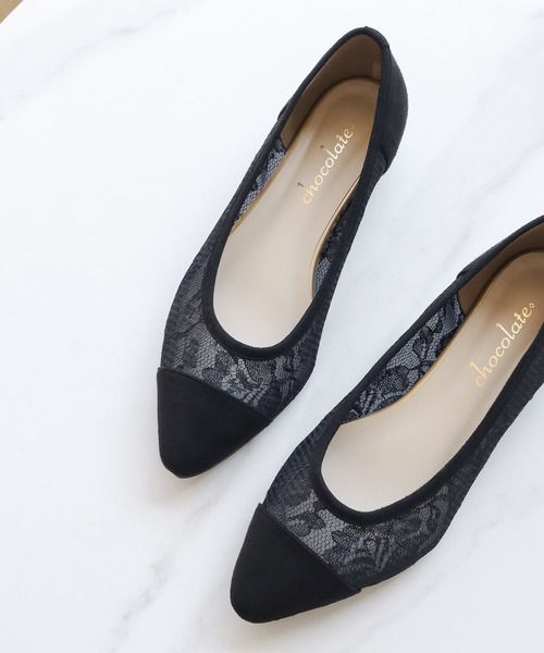 ポインテッド チュールレースパンプス【日本製】（パンプス）｜chocolates（チョコラテス）