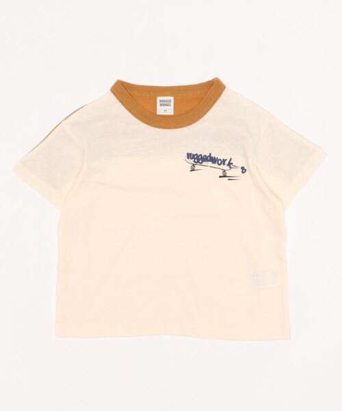 RUGGEDWORKS（ラゲッドワークス）の「テープ使い切替え半袖TEE（Tシャツ/カットソー・キッズ・グレー/キナリ・110/120/130/150/100/90/140）」の7枚目の写真