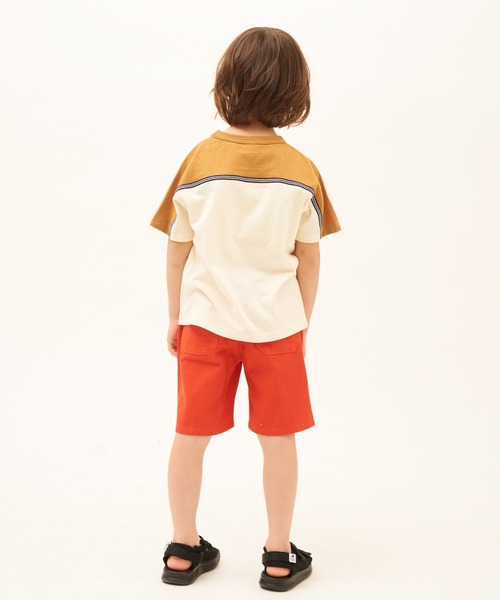 RUGGEDWORKS（ラゲッドワークス）の「テープ使い切替え半袖TEE（Tシャツ/カットソー・キッズ・グレー/キナリ・110/120/130/150/100/90/140）」の8枚目の写真