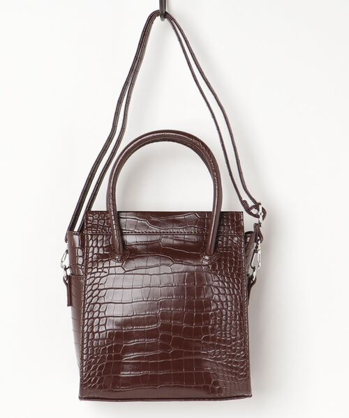 Per sist ence（パーシエンス）の「Per sist ence/パーシエンス　クロコ型押しショルダーバッグ（ショルダーバッグ・レディース・ブラウン/アイボリー・FREE）」の3枚目の写真