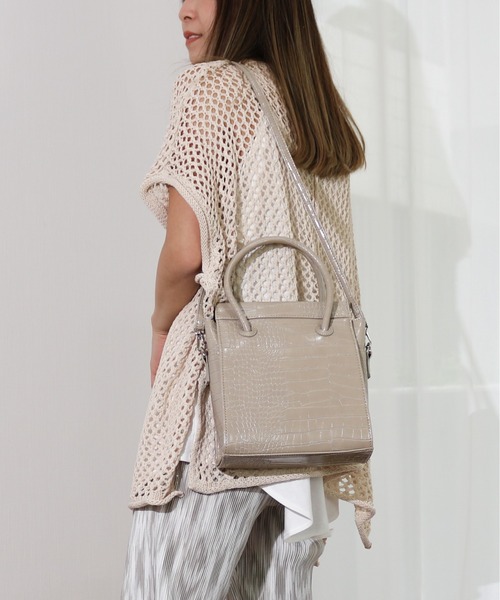 Per sist ence（パーシエンス）の「Per sist ence/パーシエンス　クロコ型押しショルダーバッグ（ショルダーバッグ・レディース・ブラウン/アイボリー・FREE）」の7枚目の写真