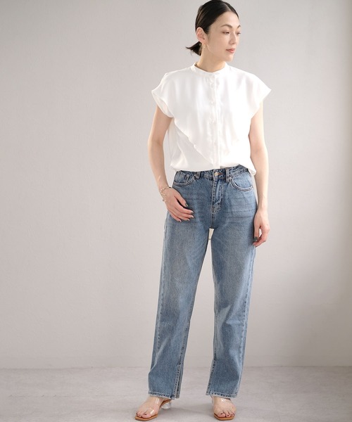 ANDJ(アンドジェイ)の「ケープカラートロピカルブラウス(シャツ/ブラウス・レディース・ホワイト/オレンジ/ブラック・M)」の6枚目の写真