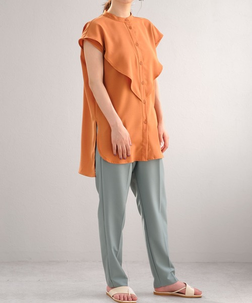 ANDJ(アンドジェイ)の「ケープカラートロピカルブラウス(シャツ/ブラウス・レディース・ホワイト/オレンジ/ブラック・M)」の11枚目の写真