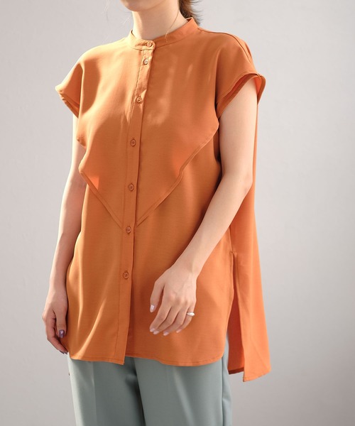 ANDJ(アンドジェイ)の「ケープカラートロピカルブラウス(シャツ/ブラウス・レディース・ホワイト/オレンジ/ブラック・M)」の12枚目の写真