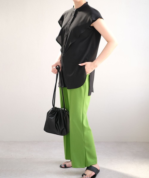 ANDJ(アンドジェイ)の「ケープカラートロピカルブラウス(シャツ/ブラウス・レディース・ホワイト/オレンジ/ブラック・M)」の16枚目の写真