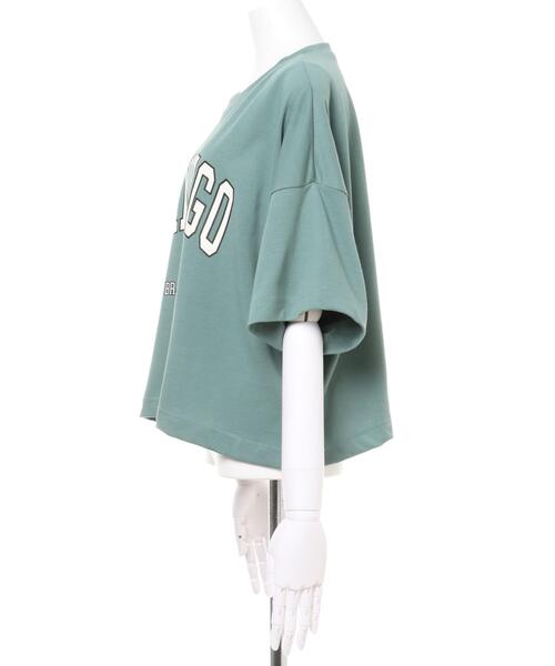 INGNI（イング）の「カレッジショート丈Tシャツ（Tシャツ/カットソー・レディース・オフホワイト/グレー/グリーン・M）」の4枚目の写真