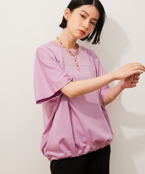 ADAM ET ROPE'(アダムエロペ)の「ドロストTシャツ(Tシャツ/カットソー・レディース・ピンク/ブラック/キナリ・FREE)」の3枚目の写真