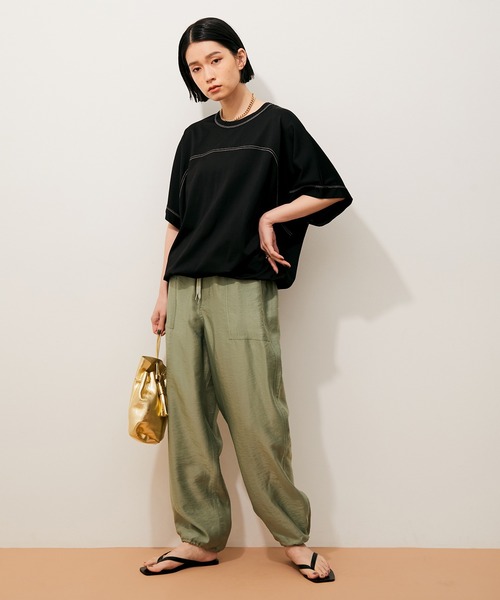 ADAM ET ROPE'(アダムエロペ)の「ドロストTシャツ(Tシャツ/カットソー・レディース・ピンク/ブラック/キナリ・FREE)」の14枚目の写真