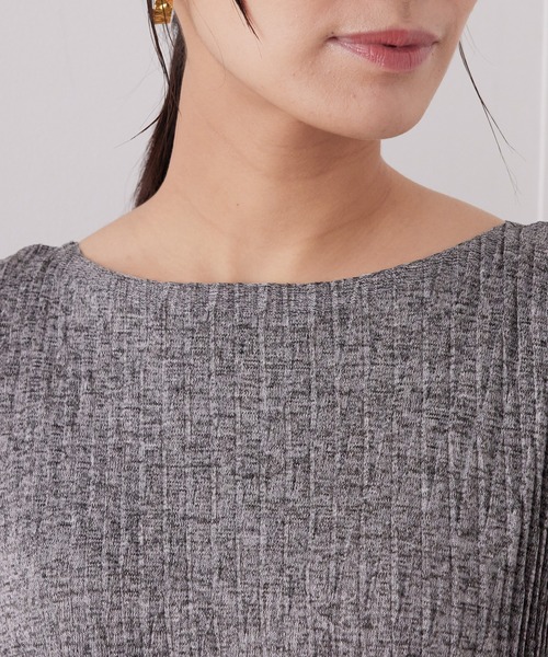 SALON adam et rope'（サロン アダム エ ロペ）の「【セットアップ対応】ホールガーメントニットプリーツプルオーバー（Tシャツ/カットソー・レディース・グレー/ベージュ・FREE）」の7枚目の写真