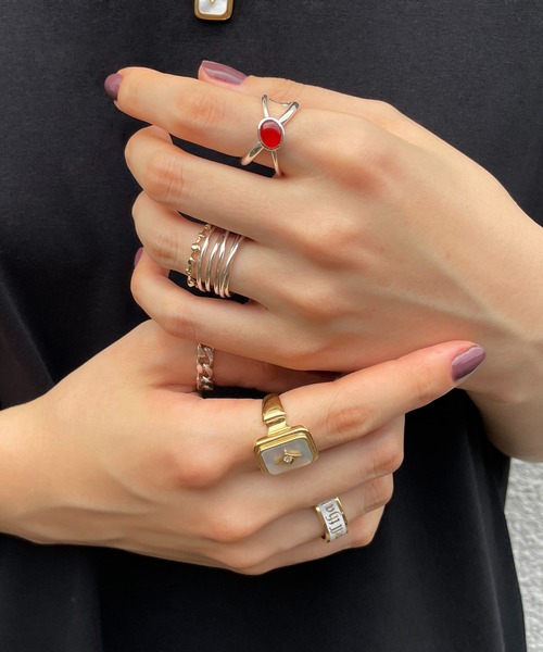 D.U.E(ディー・ユー・イー)の「D.U.E カボションクロスシルバーリング(リング・レディース・ライトグレー/レッド・FREE)」の17枚目の写真