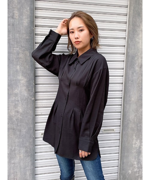 ENVYM（アンビー）の「ウエストタックＳＨ（シャツ/ブラウス・レディース・ホワイト/ブラック・FREE）」の2枚目の写真