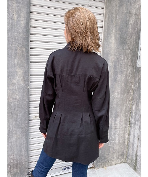 ENVYM（アンビー）の「ウエストタックＳＨ（シャツ/ブラウス・レディース・ホワイト/ブラック・FREE）」の13枚目の写真