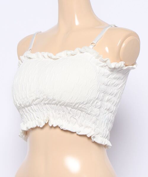 titty＆Co. PETIT（ティティアンドコープティ）の「【titty&Co.PETIT】フリルシャーリングキャミトップス（キャミソール・レディース・グレー/ホワイト/ブラック・FREE）」の7枚目の写真