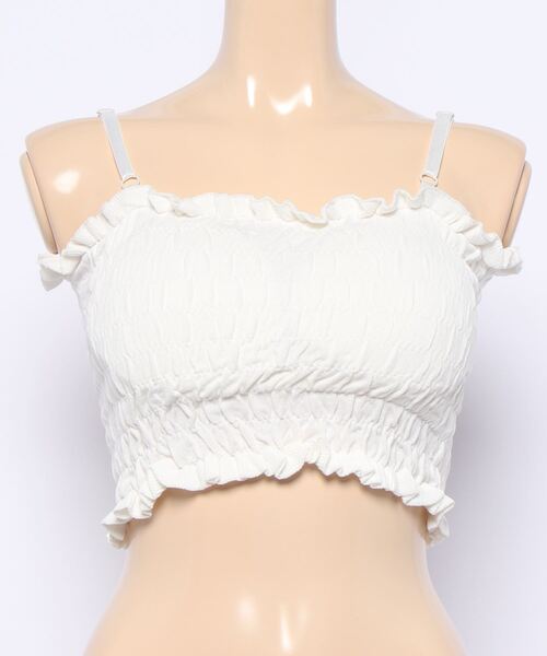 titty＆Co. PETIT（ティティアンドコープティ）の「【titty&Co.PETIT】フリルシャーリングキャミトップス（キャミソール・レディース・グレー/ホワイト/ブラック・FREE）」の5枚目の写真