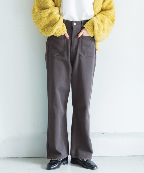 coca(coca)(コカ)の「フロントポケットカツラギパンツ(その他パンツ・レディース・チャコールグレー/アイボリー・M/L)」の2枚目の写真