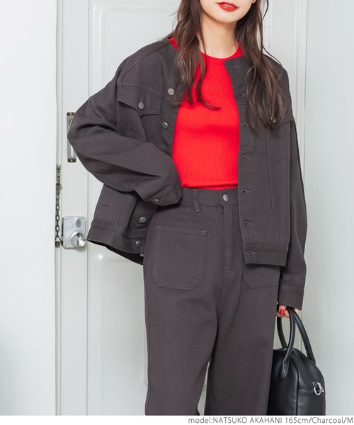 coca(coca)(コカ)の「フロントポケットカツラギパンツ(その他パンツ・レディース・チャコールグレー/アイボリー・M/L)」の5枚目の写真