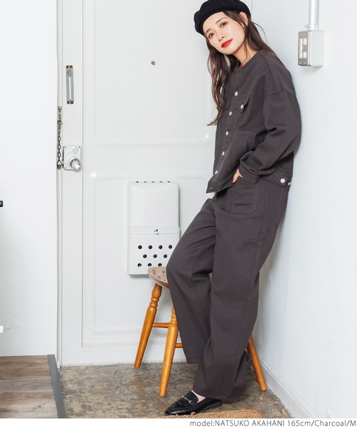 coca(coca)(コカ)の「フロントポケットカツラギパンツ(その他パンツ・レディース・チャコールグレー/アイボリー・M/L)」の3枚目の写真
