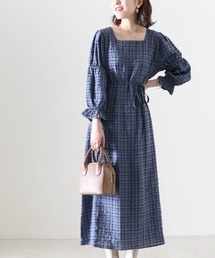 キャンディースリーブチェックワンピース