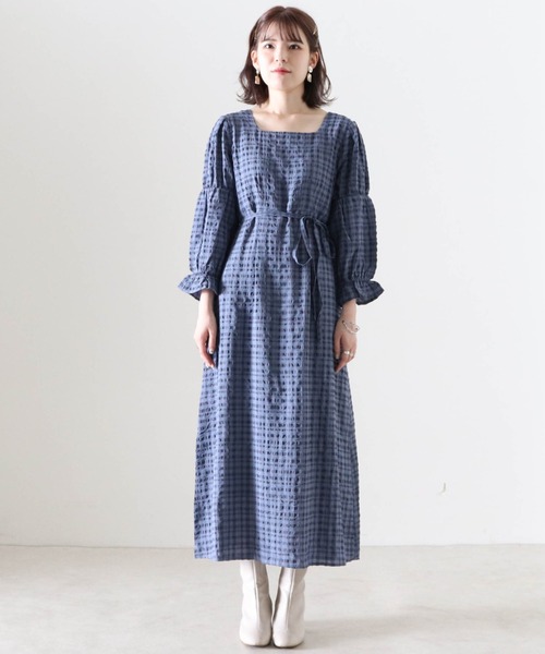 Cheek(チーク)の「キャンディースリーブチェックワンピース(ワンピース・レディース・ピンク/ブルー/グレイッシュベージュ・FREE)」の6枚目の写真