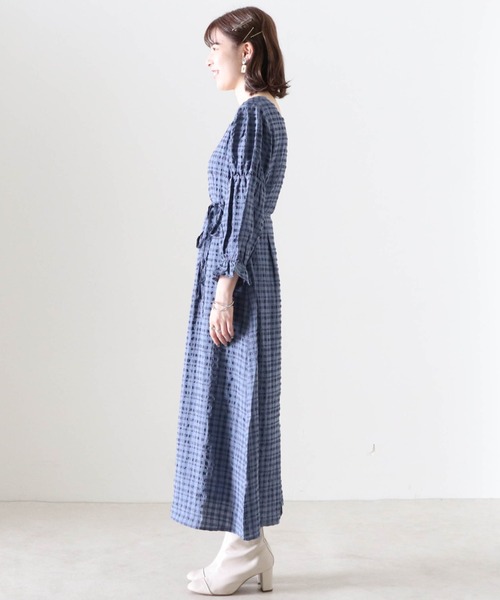 Cheek(チーク)の「キャンディースリーブチェックワンピース(ワンピース・レディース・ピンク/ブルー/グレイッシュベージュ・FREE)」の15枚目の写真