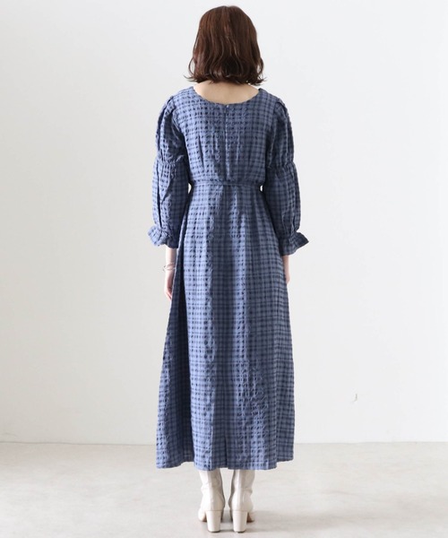 Cheek(チーク)の「キャンディースリーブチェックワンピース(ワンピース・レディース・ピンク/ブルー/グレイッシュベージュ・FREE)」の12枚目の写真