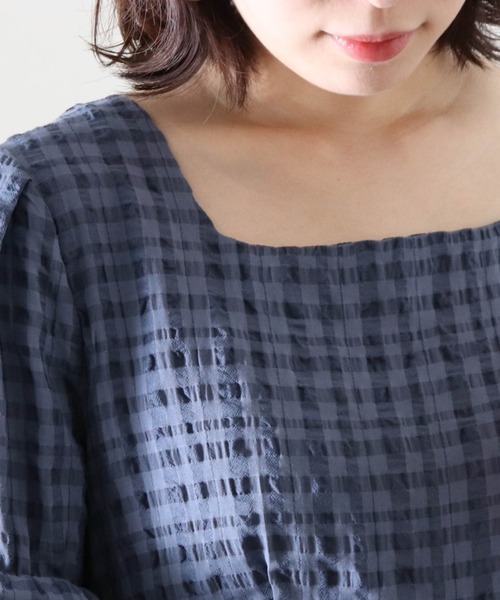 Cheek(チーク)の「キャンディースリーブチェックワンピース(ワンピース・レディース・ピンク/ブルー/グレイッシュベージュ・FREE)」の18枚目の写真