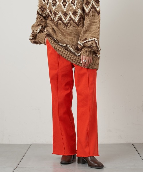 CIAOPANIC TYPY(チャオパニックティピー)の「ピンタック裾フリンジカラーチノパンツ(チノパンツ・レディース・ブラック/ベージュ/オレンジ/グリーン・SMALL/MEDIUM/LARGE)」の4枚目の写真