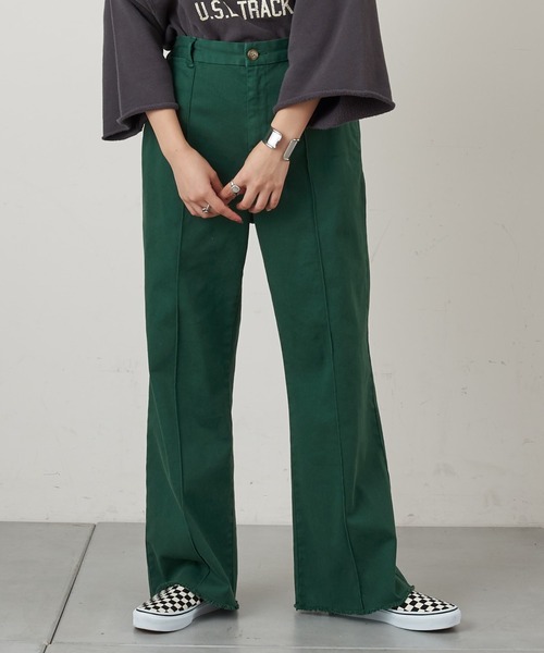 CIAOPANIC TYPY(チャオパニックティピー)の「ピンタック裾フリンジカラーチノパンツ(チノパンツ・レディース・ブラック/ベージュ/オレンジ/グリーン・SMALL/MEDIUM/LARGE)」の3枚目の写真