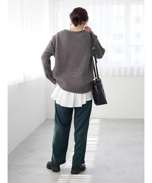 Green　Parks（グリーンパークス）の「裾異素材使いタンクトップ＊（タンクトップ・レディース・ブラック/オフホワイト・FREE）」の12枚目の写真