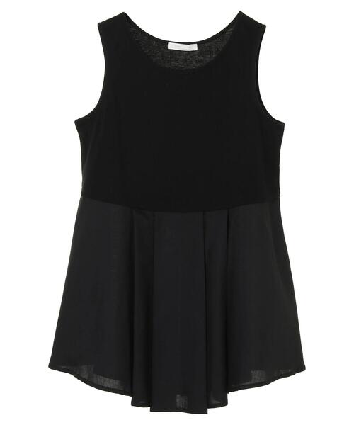 Green　Parks（グリーンパークス）の「裾異素材使いタンクトップ＊（タンクトップ・レディース・ブラック/オフホワイト・FREE）」の21枚目の写真