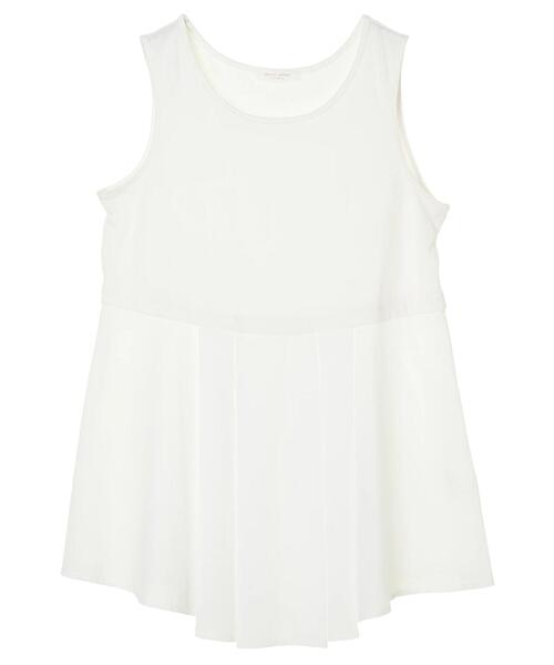 Green　Parks（グリーンパークス）の「裾異素材使いタンクトップ＊（タンクトップ・レディース・ブラック/オフホワイト・FREE）」の3枚目の写真