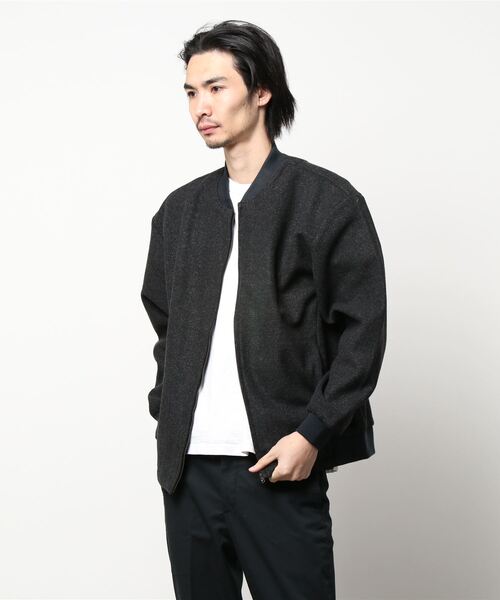 STYLEBLOCK(スタイルブロック)の「フェイクウールリブブルゾン(MA-1・メンズ・ブラウン/チャコール・M/L)」の2枚目の写真