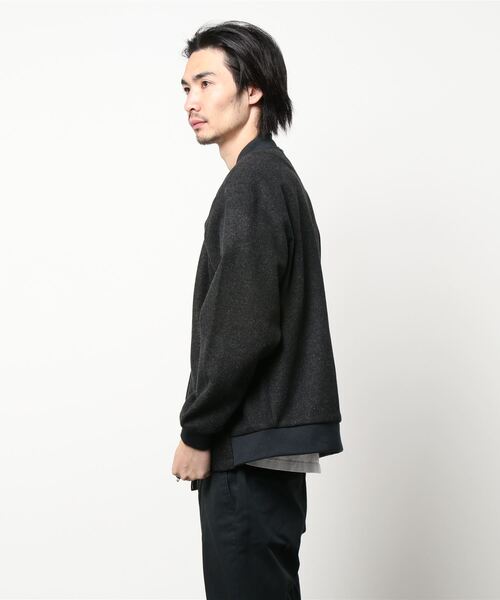 STYLEBLOCK(スタイルブロック)の「フェイクウールリブブルゾン(MA-1・メンズ・ブラウン/チャコール・M/L)」の3枚目の写真