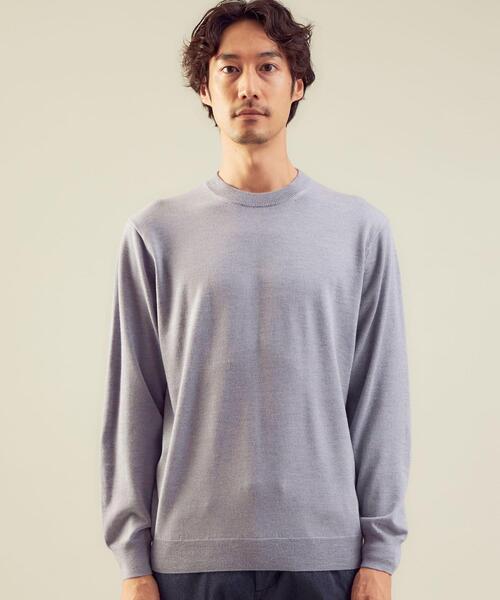 green label relaxing（グリーンレーベルリラクシング）の「＜green label relaxing＞120s 天竺 クルーネック ニット（ニット/セーター・メンズ・ブラック/グレー/ベージュ/コバルトブルー・M/S/XL/L）」の16枚目の写真