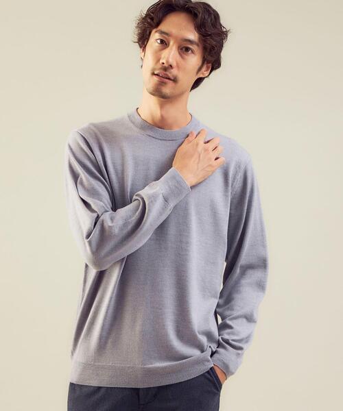green label relaxing（グリーンレーベルリラクシング）の「＜green label relaxing＞120s 天竺 クルーネック ニット（ニット/セーター・メンズ・ブラック/グレー/ベージュ/コバルトブルー・M/S/XL/L）」の6枚目の写真