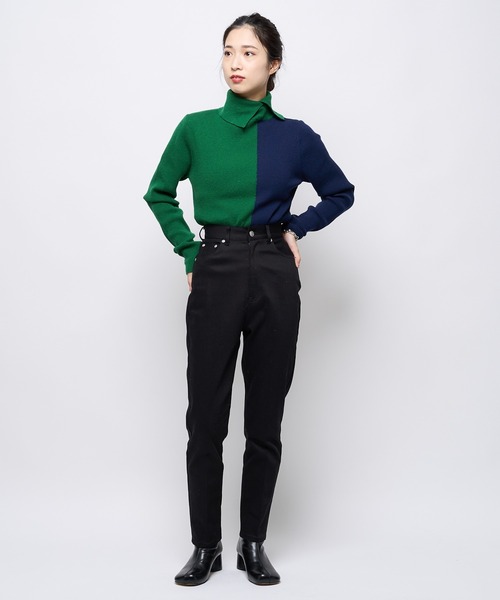 CIAOPANIC（チャオパニック）の「2トーンタートルネックプルオーバー（ニット/セーター・レディース・ブラック/グリーン/アイボリー・FREE）」の15枚目の写真