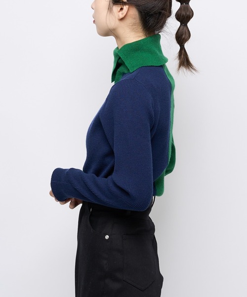 CIAOPANIC（チャオパニック）の「2トーンタートルネックプルオーバー（ニット/セーター・レディース・ブラック/グリーン/アイボリー・FREE）」の6枚目の写真