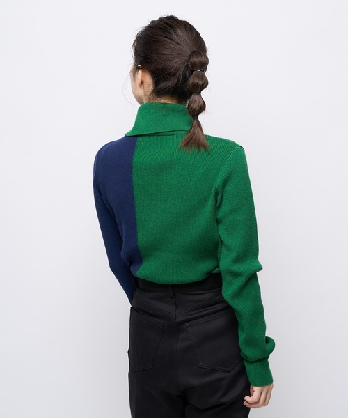 CIAOPANIC（チャオパニック）の「2トーンタートルネックプルオーバー（ニット/セーター・レディース・ブラック/グリーン/アイボリー・FREE）」の9枚目の写真