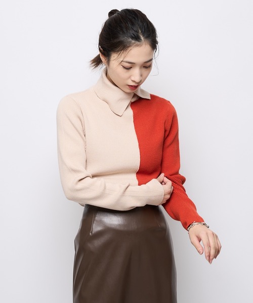 CIAOPANIC（チャオパニック）の「2トーンタートルネックプルオーバー（ニット/セーター・レディース・ブラック/グリーン/アイボリー・FREE）」の22枚目の写真