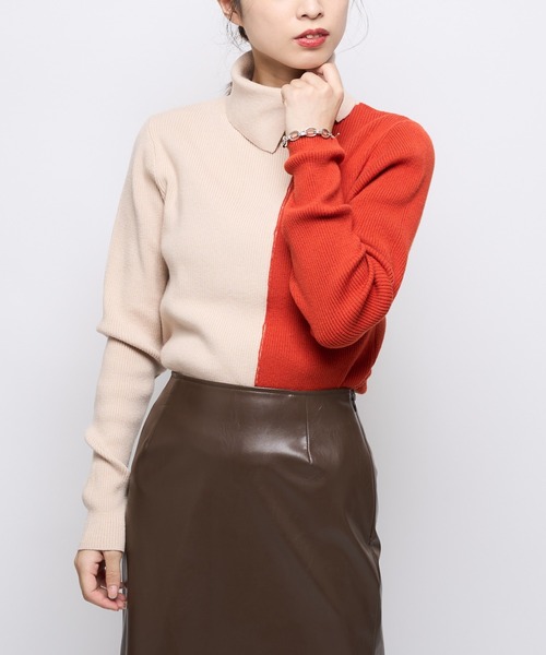 CIAOPANIC（チャオパニック）の「2トーンタートルネックプルオーバー（ニット/セーター・レディース・ブラック/グリーン/アイボリー・FREE）」の19枚目の写真