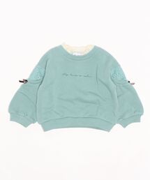 Will Mery（ウイルメリィ）の「ロゴ刺繍袖お花レース裏毛トレーナー（スウェット・キッズ）」