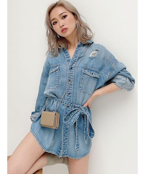 GYDA(ジェイダ)の「スタッズ デザイン リヨセルデニムシャツ(シャツ/ブラウス・レディース・ブルー/ライトブルー・FREE)」の12枚目の写真