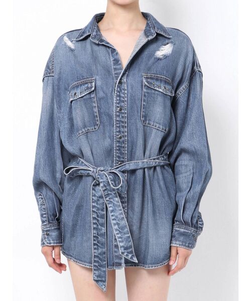 【オシャレ☆GYDA】スタッズ付き　デニムシャツ　サイズF GYDA（ジェイダ）の「スタッズ デザイン リヨセルデニムシャツ（シャツ
